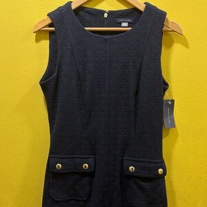 Tommy Hilfiger Mini Dark Navy Blue Jacquard Dress with Pockets. New